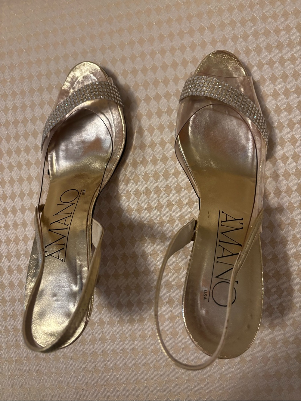 Amanco Women's Gold Crystal Slingback Heels